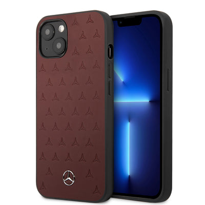iPhone 13- Leather Red With Stars Pattern - Mercedes-Benz