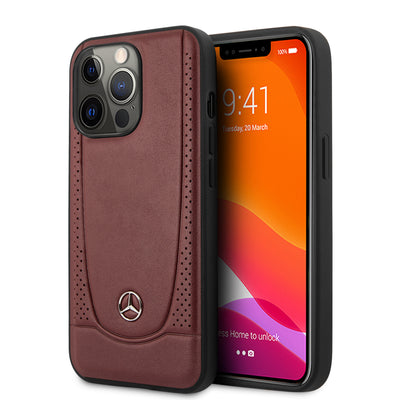 iPhone 13 Pro Max - Real Leather Red Perforated Urban Collection - Mercedes-Benz