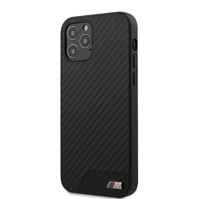 iPhone 12 Pro Max - PU Leather Black Carbon Fiber Effect M Collection - BMW