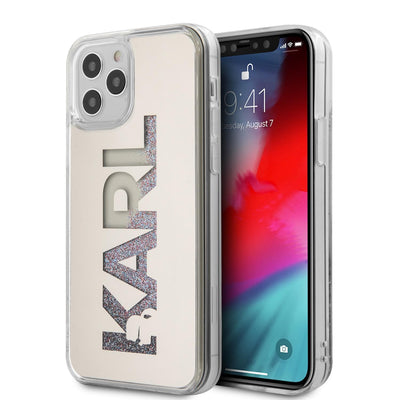 iPhone 12 Pro Max - Hard Case Silver Multicolor Glitter Logo - Karl Lagerfeld